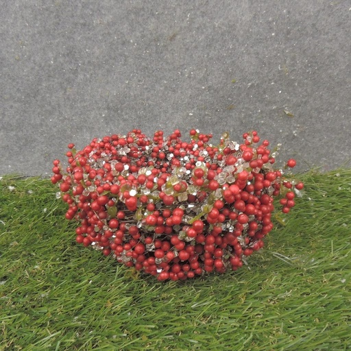 [XA1014-RED] 5" BIRD NEST W/ BERRIES & ICE
