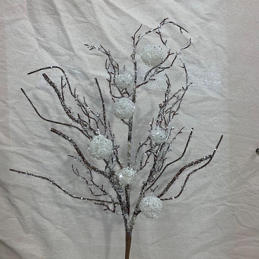 [XA1016] 31" ICED TWIG SPRAY W/ WHITE ICE BALLS