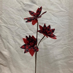 [XA1023-RBK] 20" POINSETTIA SPRAY X3 RED/BLACK