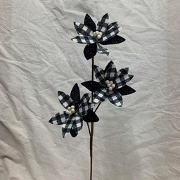 [XA1023-BWT] 20" POINSETTIA SPRAY X3 BLACK/WHITE