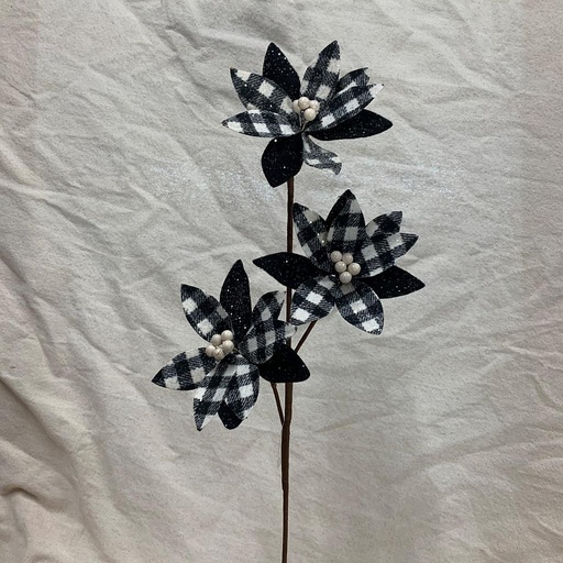 [XA1023-BWT] 20" POINSETTIA SPRAY X3 BLACK/WHITE