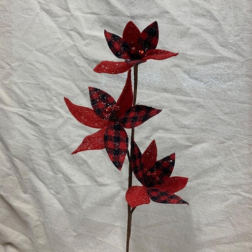 [XA1026-RBK] 23" POINSETTIA SPRAY X3 RED/BLACK