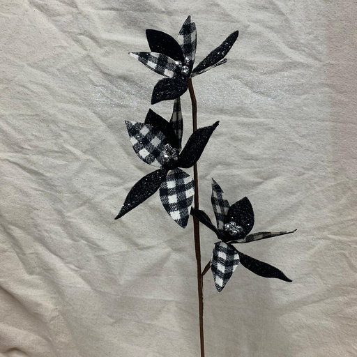 [XA1026-BWT] 23" POINSETTIA SPRAY X3 BLACK/WHITE