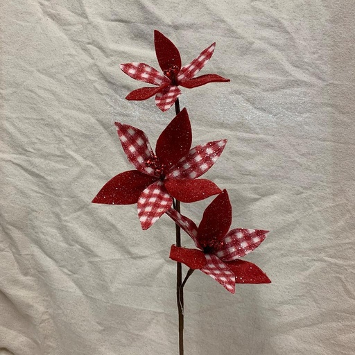 [XA1026-RWH] 23" POINSETTIA SPRAY X3 RED/WHITE