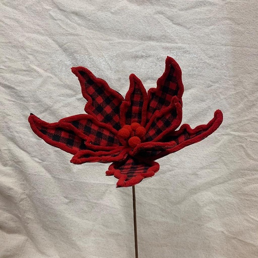 [XA1027-RBK] 14" POINSETTIA PICK RED/BLACK PLAID