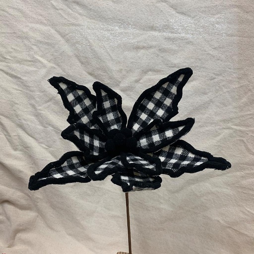 [XA1027-BWT] 14" POINSETTIA PICK BLACK/WHITE PLAID