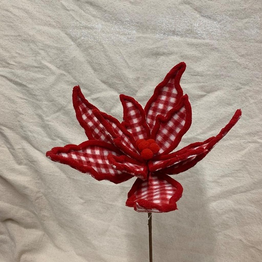 [XA1027-RWH] 14" POINSETTIA PICK RED/WHITE PLAID