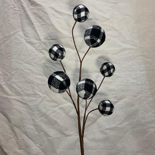 [XA1029-BWH] 26" PLAID BALL SPRAY BLACK/WHITE