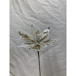 [XA1059-CHA] 20" METALLIC POINSETTIA PICK CHAMPAGNE