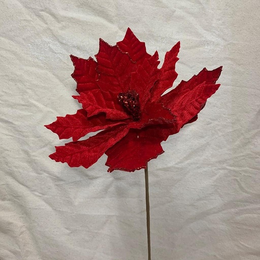 [XA1061] 20" VELVET POINSETTIA PICK RED