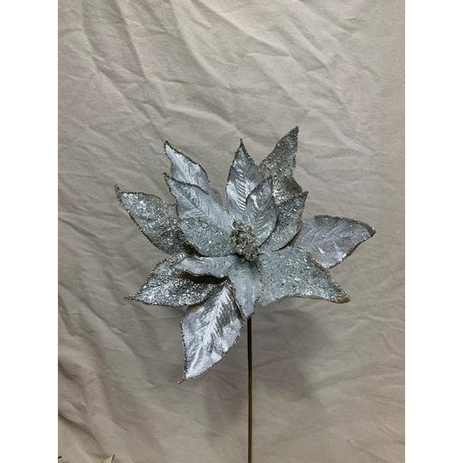 [XA1062-PTN] 20" GLITTER POINSETTIA PICK PLATINUM