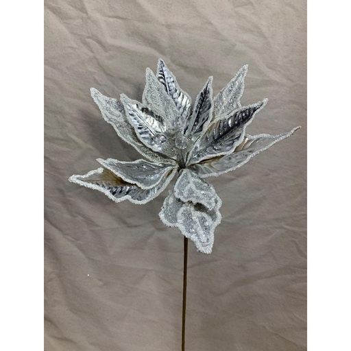[XA1059-PTN] 20" METALLIC POINSETTIA PICK PLATINUM