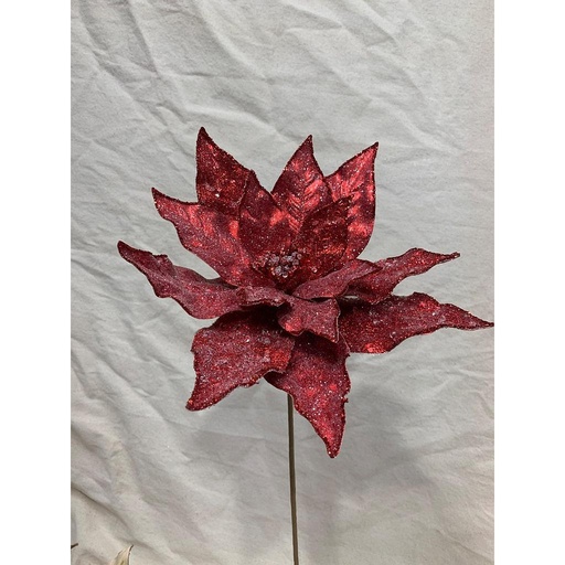 [XA1062-RED] 20" GLITTER POINSETTIA PICK RED