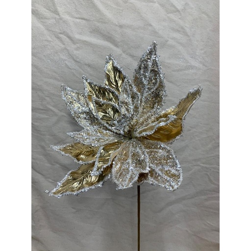 [XA1063-GLD] 20" METALLIC POINSETTIA PICK W/ GLITTER