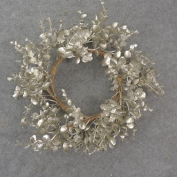 [XA1074] 6.5" METALLIC EUCALYPTUS CANDLE RING PLATINUM