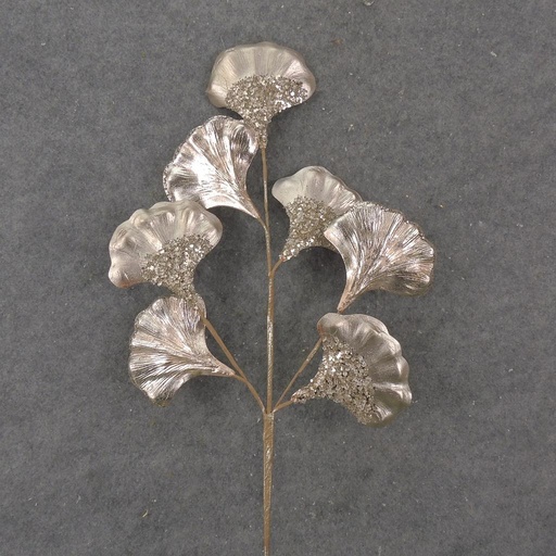 [XA1093-CHA] 25.5" METALLIC GINKO LEAF SPRAY X7 CHAMPAGNE