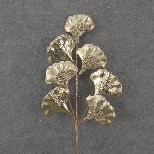 [XA1093-GLD] 25.5" METALLIC GINKO LEAF SPRAY X7 GOLD