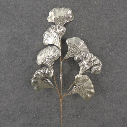 [XA1093-PTN] 25.5" METALLIC GINKO LEAF SPRAY X7 PLATINUM