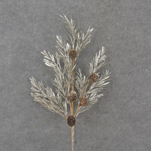 [XA1084-PTN] 25" METALLIC PINE SPRAY W/ CONES PLATINUM