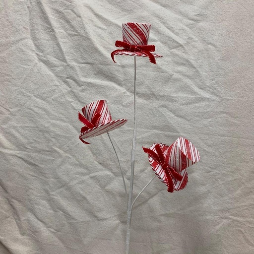 [XA1103] 27" CANDY CANE TOP HAT SPRAY X3