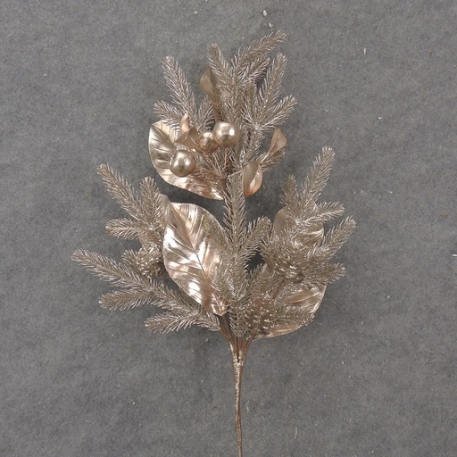 [XA1096] 28.5" MAGNOLIA LEAF/PINE SPRAY W/ CONES METALLIC CHAMPAGNE