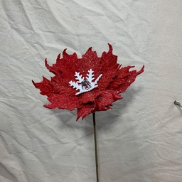 [XA1128] 23&quot; FROSTED POINSETTIA PICK W/ WHITE CENTER