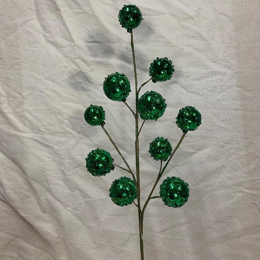 [XA1133-GRN] 27" ORNAMENT BALL SPRAY W/ ICE GREEN