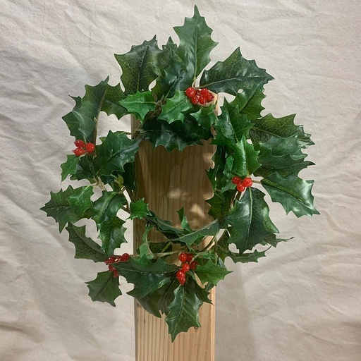 [XB1005-GRN] 4.5" HOLLY CANDLE RING GREEN