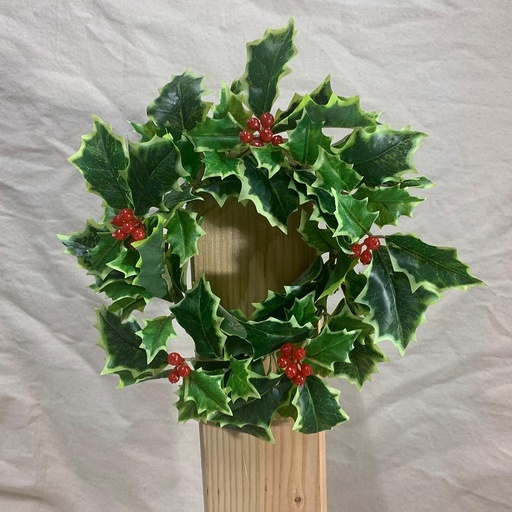 [XB1005-VAR] 4.5" HOLLY CANDLE RING VARIGATED