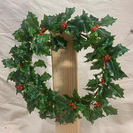 [XB1006-GRN] 10" HOLLY CANDLE RING GREEN