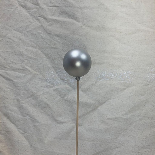 [XB1009M-SIL] 2.25" ORNAMENT BALL ON 18" PICK MATTE SILVER