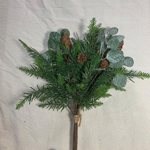 [XB1027] 17" PINE BUNDLE W/ FROSTED EUCALYPTUS & CONES