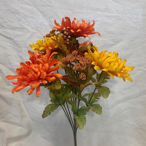 [SBF1003-YOR] 17.5" MUM/Q.A.L BUSH X10 W/ BERRIES YELLOW/ORANGE