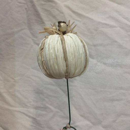 [SHF1012-CRM] 9" NATURAL MATERIAL PUMPKIN PICK CREAM