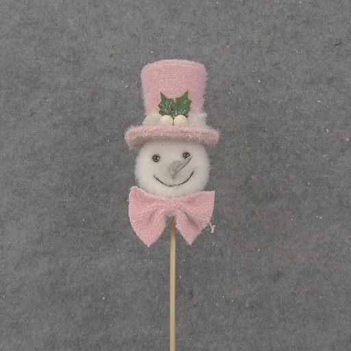 [XH1002] 16.5" SNOWMAN PICK W/ PINK HAT
