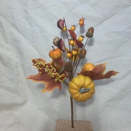 [SHF1005-YEL] 12.6&quot; PUMPKIN PICK W/ LEAVES &amp; ACORNS YELLOW