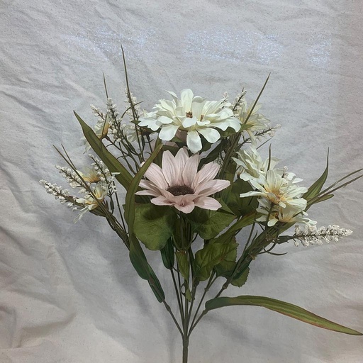 [SBF1020] MIXED DAISY/HEATHER BUSH X10 CREAM/PINK
