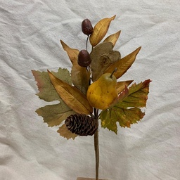 [SBF1023] 14.5&quot; MAPLE LEAF STEM W/ FRUITS &amp; NUTS