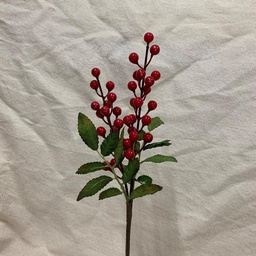 [XB1054] 13.5&quot; BERRY PICK W/ LEAVES RED