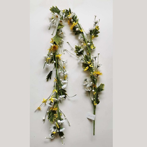 [SL2603G] 60" DAISY GARLAND W/ BERRIES WHITE/YELLOW