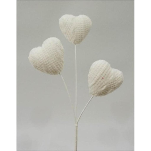 [SA2003-WHT] 12" KNIT HEART SPRAY X3 WHITE