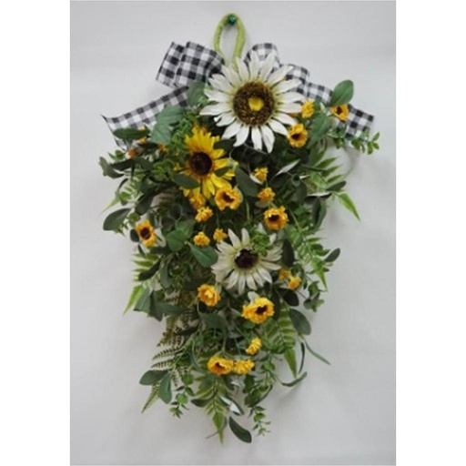 [SA2007] 27" SUNFLOWER HANGER W/ BOW YELLOW/WHITE