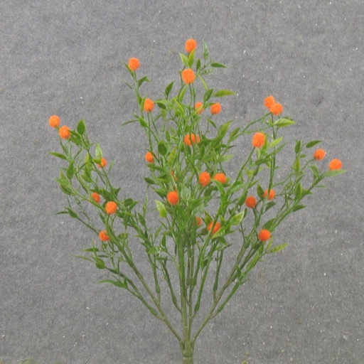 [SB2318-ORG] 12.5" TEALEAF BUSH W/FUZZY BERRIES X5 ORANGE