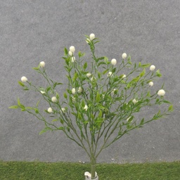[SB2318-CRW] 12.5" TEALEAF BUSH W/FUZZY BERRIES X5 CREAM/WHITE