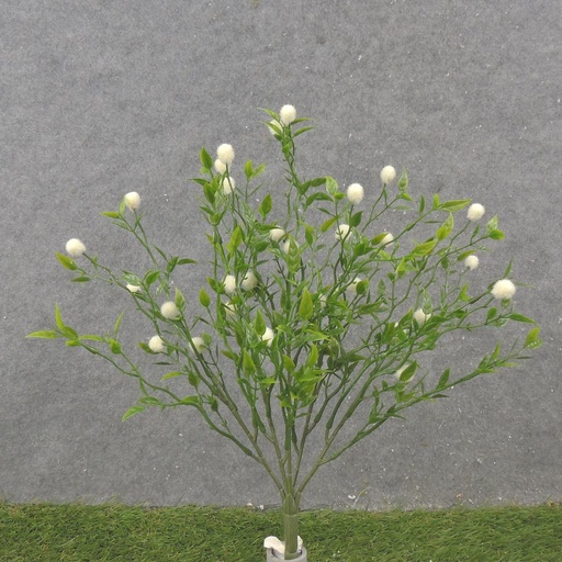 [SB2318-CRW] 12.5" TEALEAF BUSH W/FUZZY BERRIES X5 CREAM/WHITE