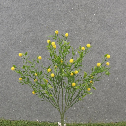 [SB2318-YEL] 12.5" TEALEAF BUSH W/FUZZY BERRIES X5 YELLOW