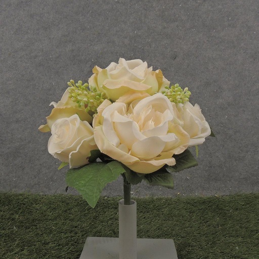 [SB2328] 11" ROSE BOUQUET W/ SEDUM CREAM