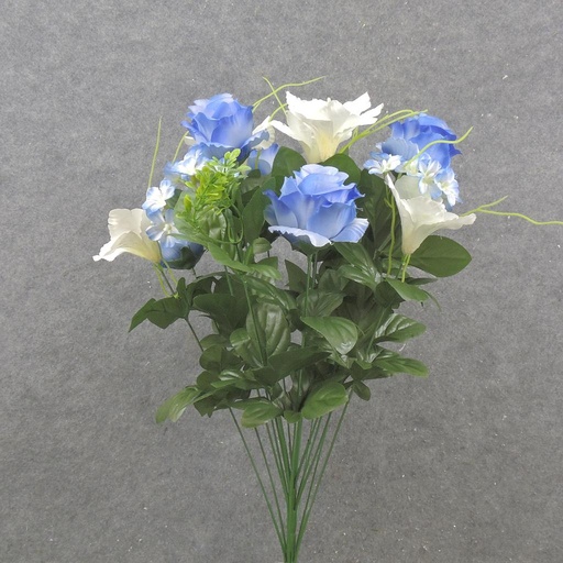 [SE2513] 23" ROSE & LILY BUSH X18 BLUE/CREAM