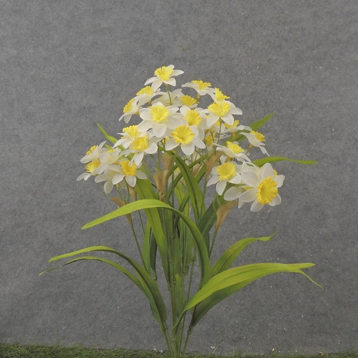 [SB2334-WYL] 19" MINI DAFFODIL BUSH X10 WHITE/YELLOW
