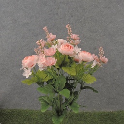 [SB2340-PCH] 18&quot; RANUNCULUS &amp; HEATHER BUSH X10 PEACH